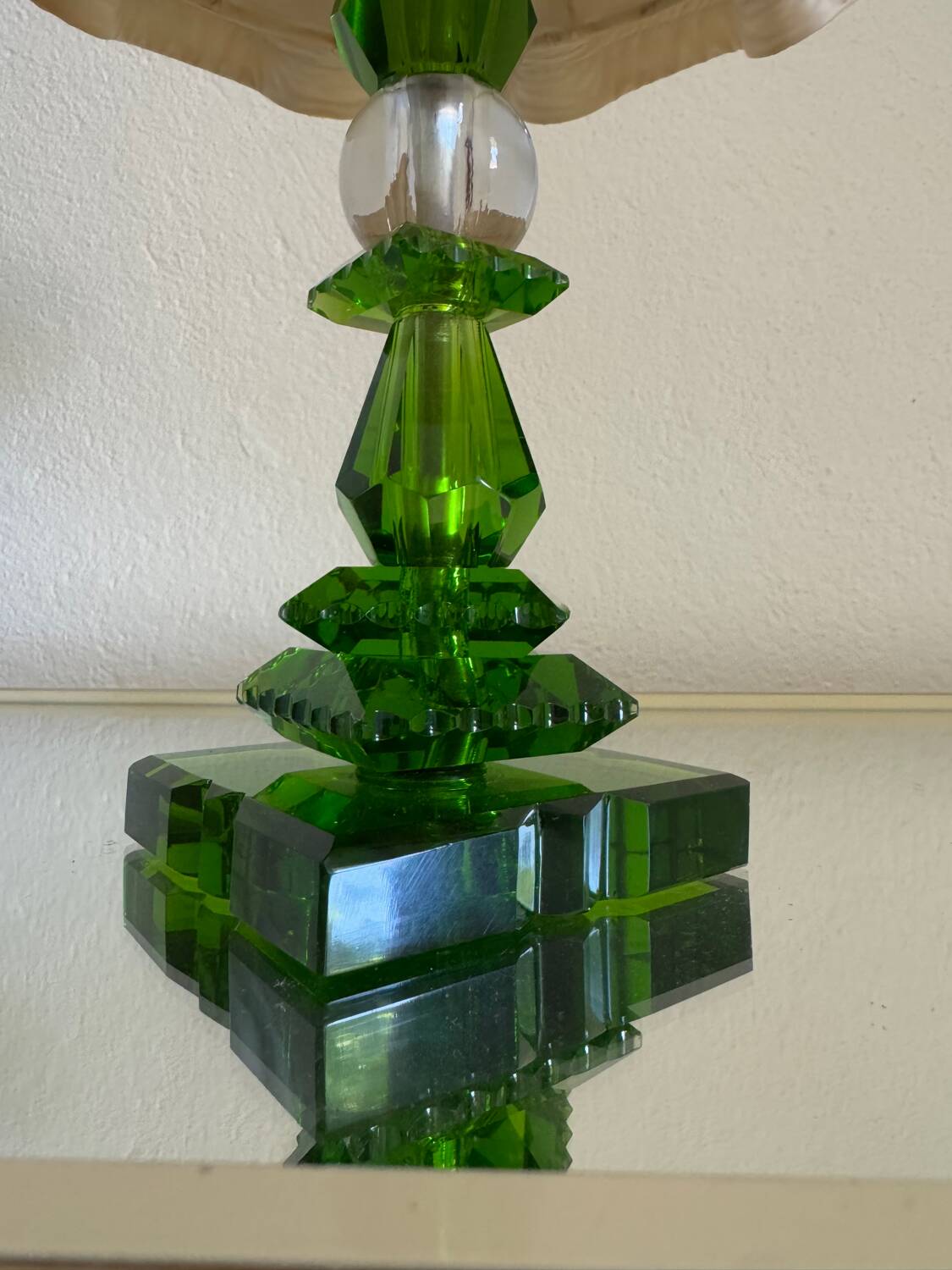 Lampe cristal émeraude Art Déco