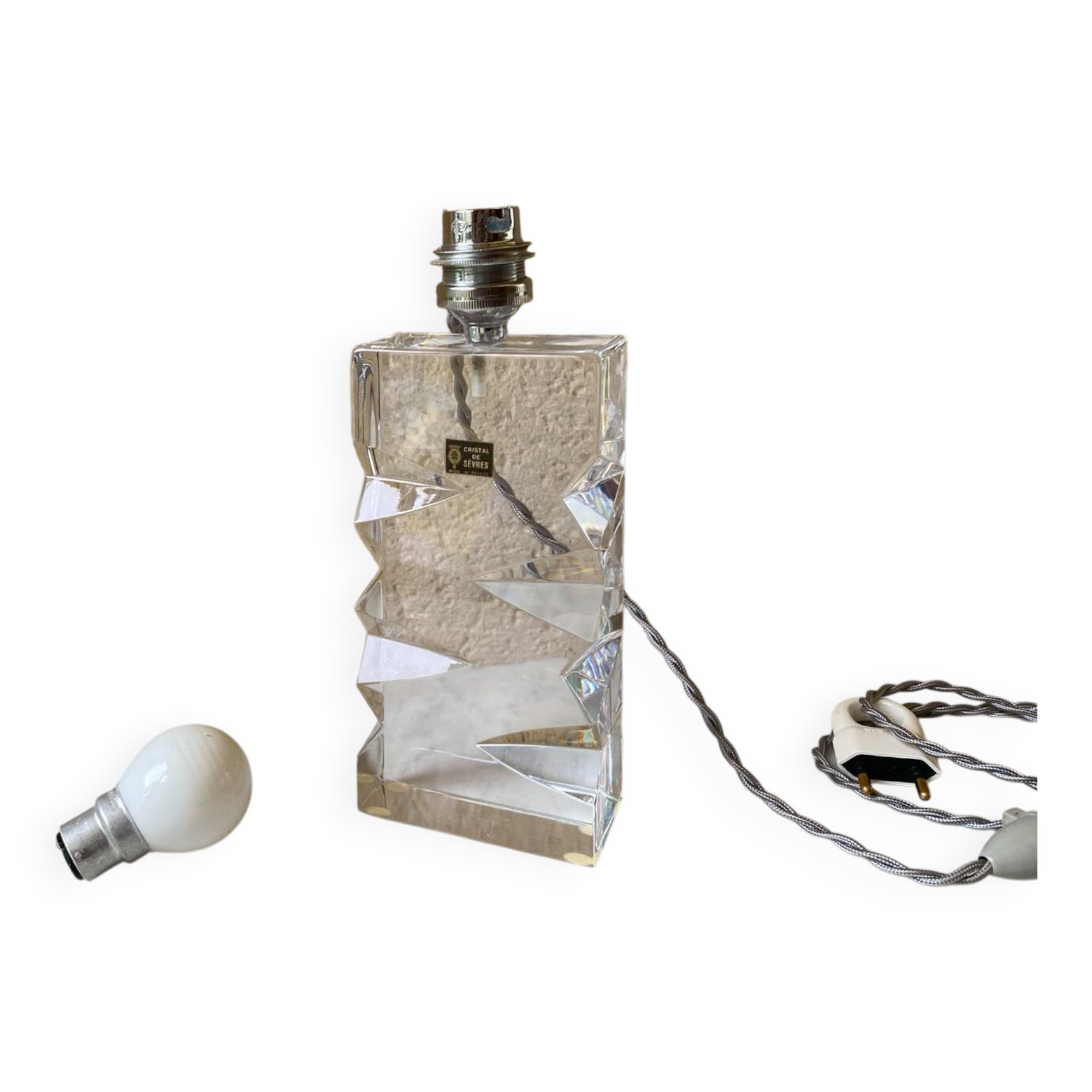 Vintage Sèvres crystal lamp base, Bauhaus/Art Deco design