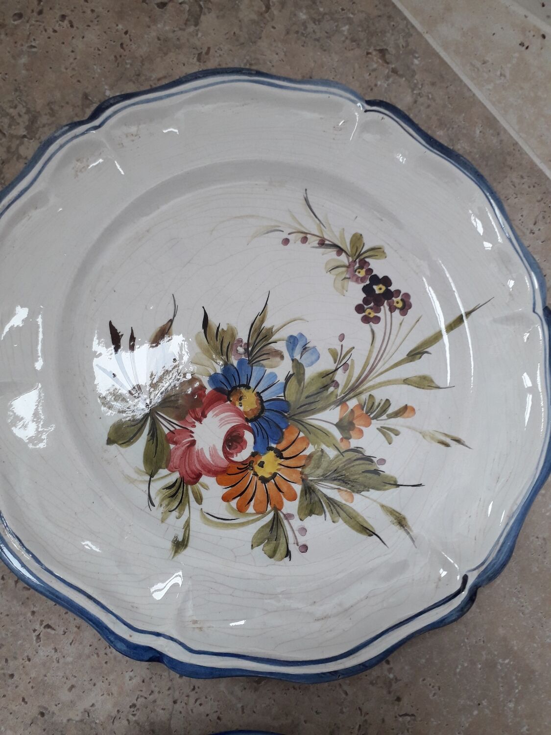 Old earthenware wall plates Bassano Italy floral decor