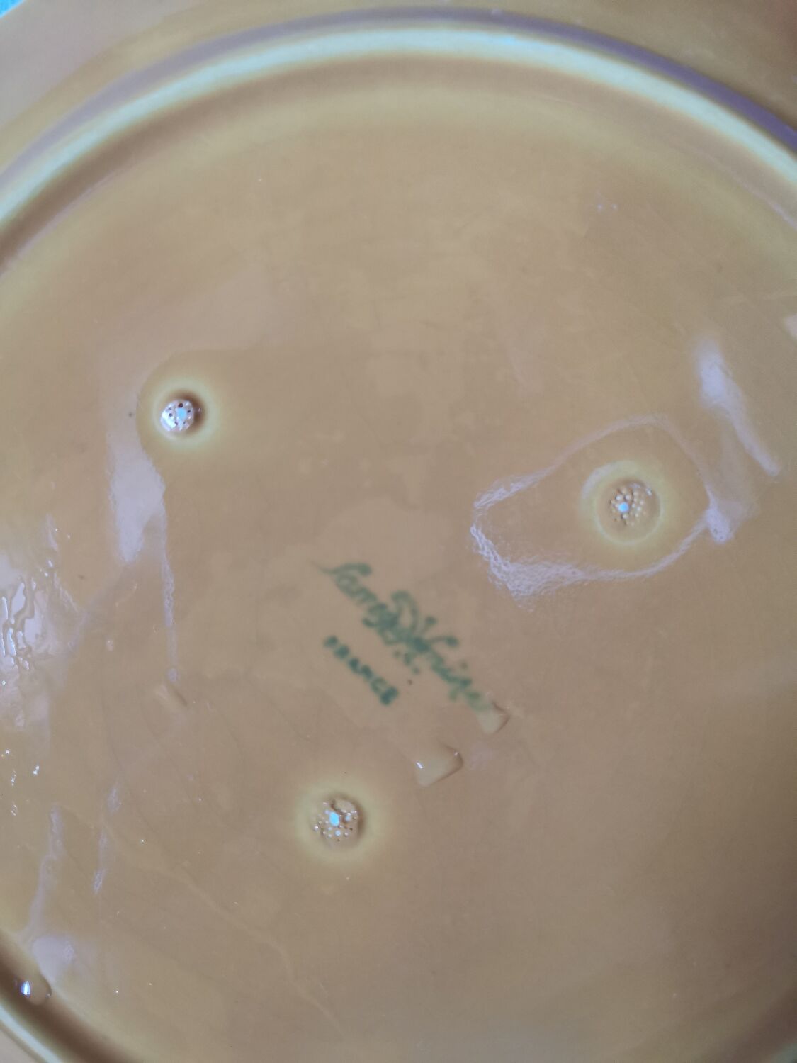 Set of 2 vintage yellow barbotine plates Sarreguemines France