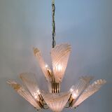 Italian murano glass chandelier hollywood regency design , 1970
