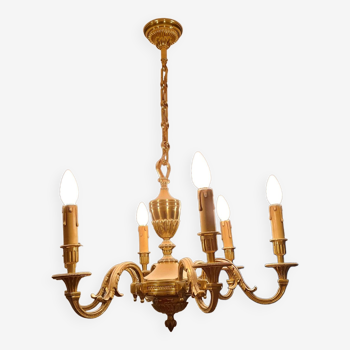 Lucien Gau Louis XVI bronze chandelier with six lights 16936