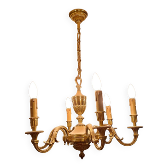 Lucien Gau Louis XVI bronze chandelier with six lights 16936