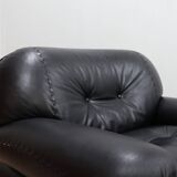 Pair of Mobil Girgi Sapporo armchairs black leather Italy 1970s