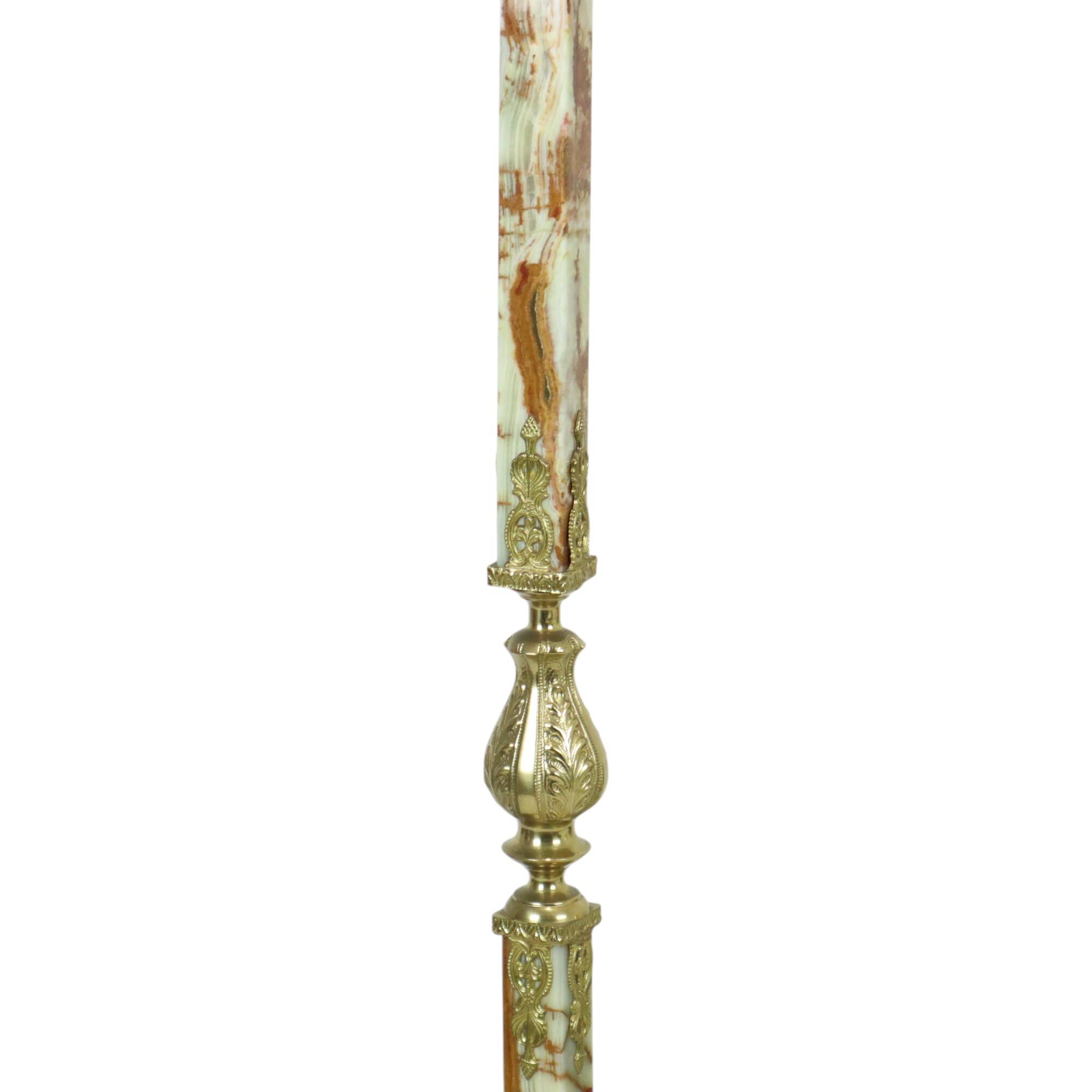 Porte-manteau Hollywood Regency en onyx et laiton, années 50, 167 cm