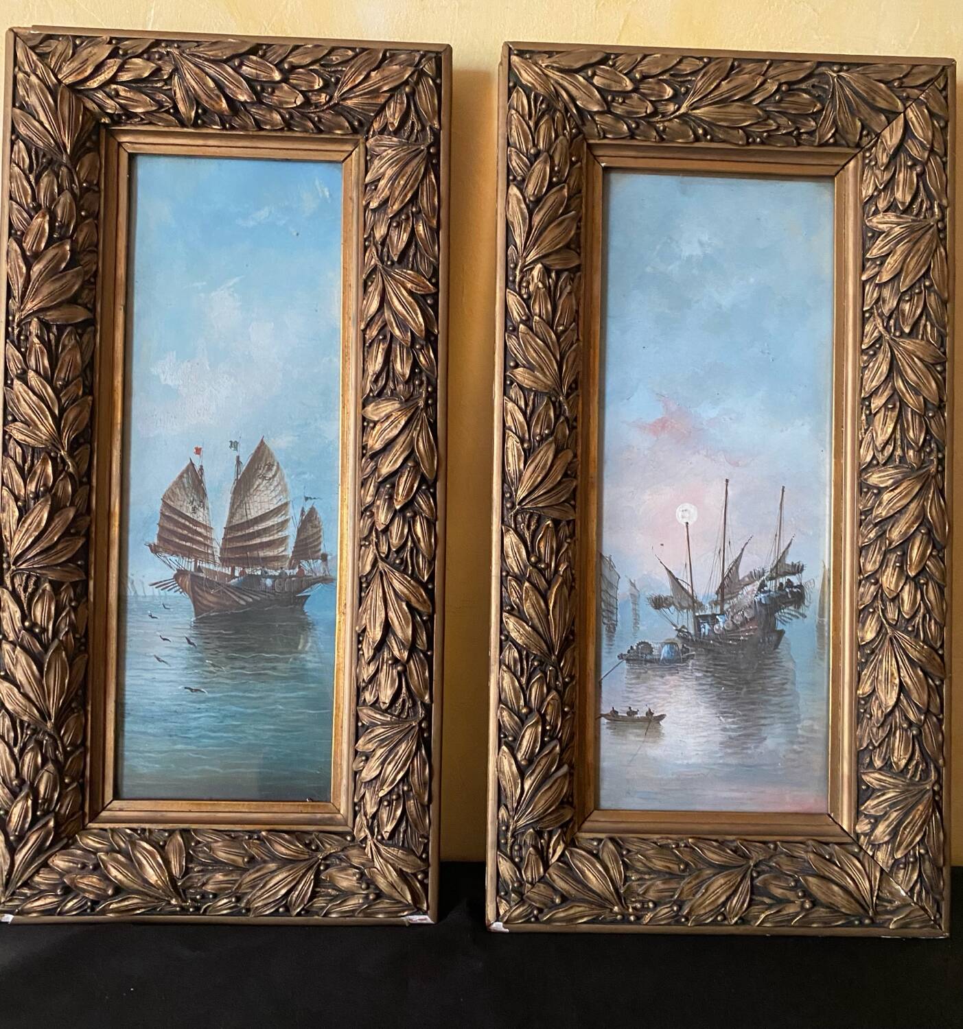 2 paintings, marine subject