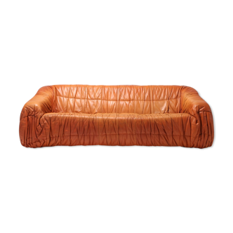 'Piumino' cognac leather sofa by De Pas D'urbino - Lomazzi 1970