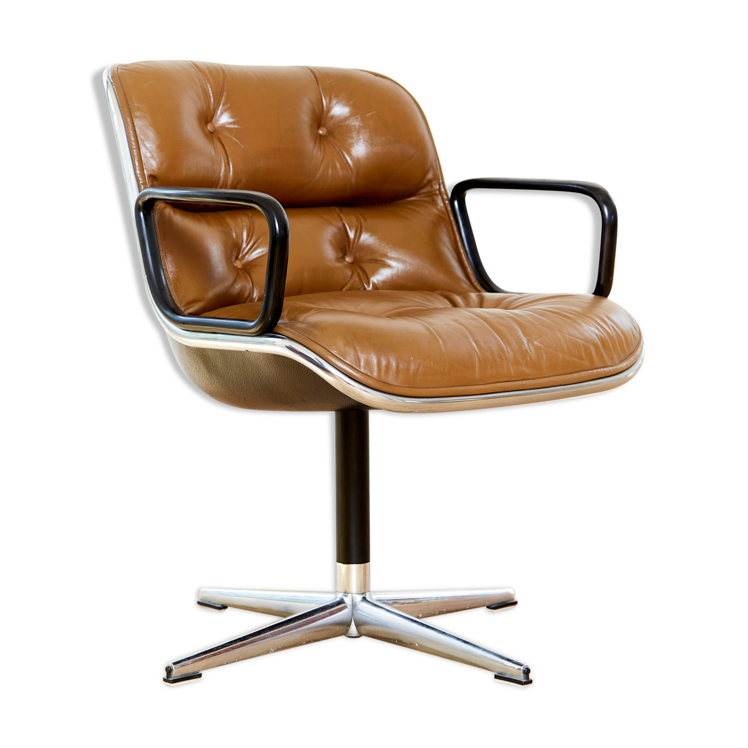 Charles Pollock Leather Executive Chair for Knoll International