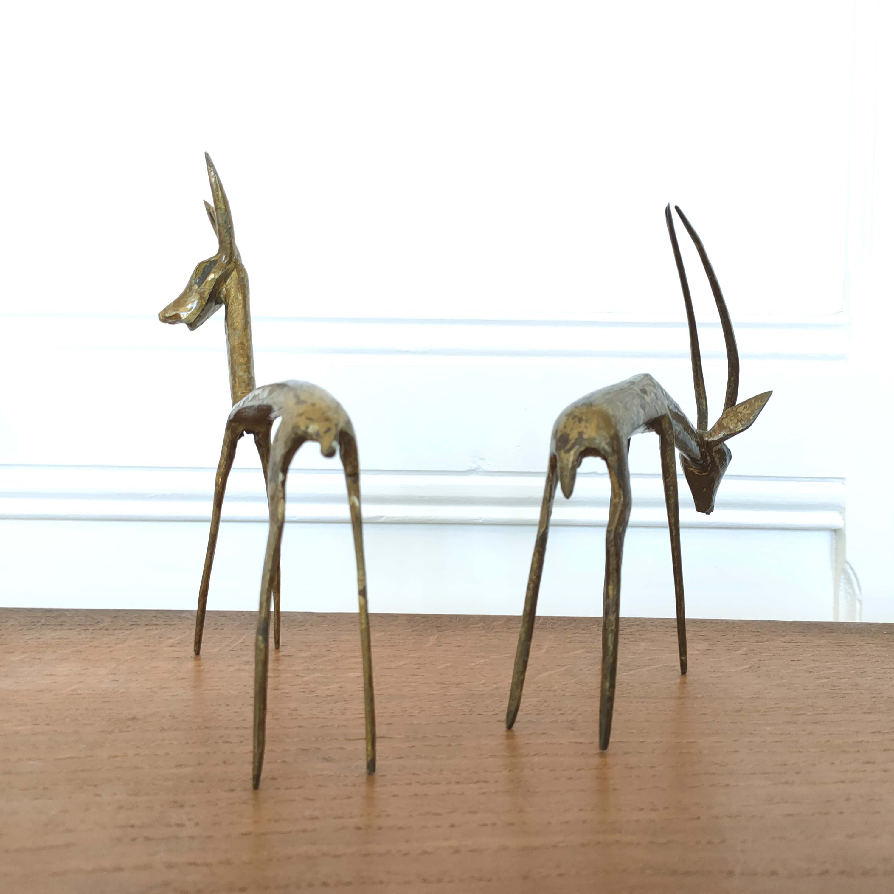 Brass gazelle couple