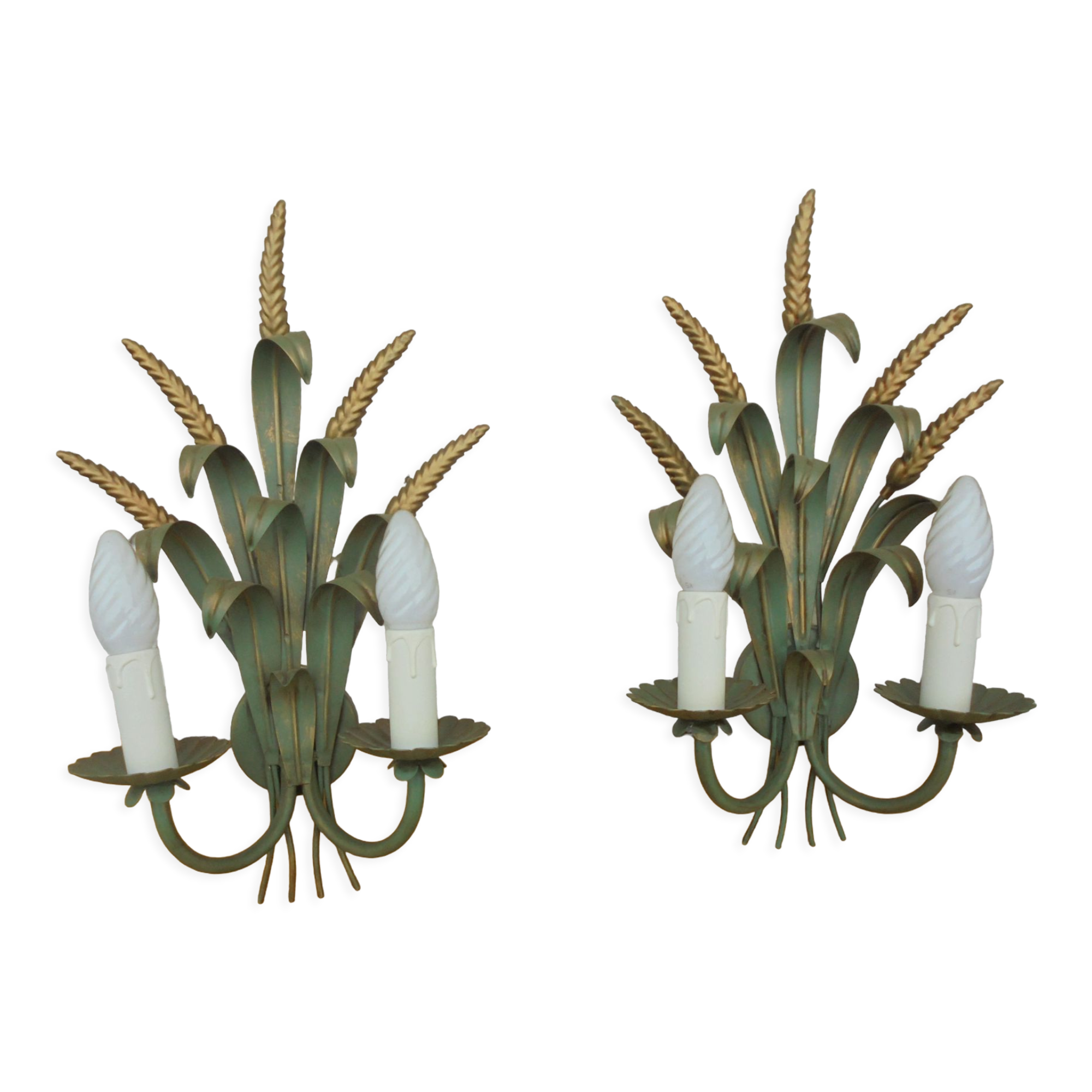 Pair of vintage epi de blé wall lamps