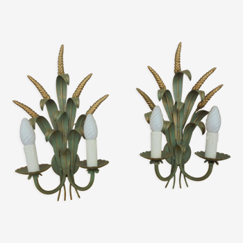 Pair of vintage epi de blé wall lamps