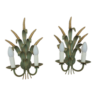 Pair of vintage epi de blé wall lamps