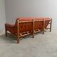 Brutalist, Brazilian style leather lounge sofa, 1960s