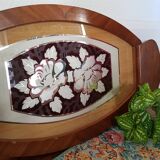 Wooden tray Art Deco mirror tray signed Germonde