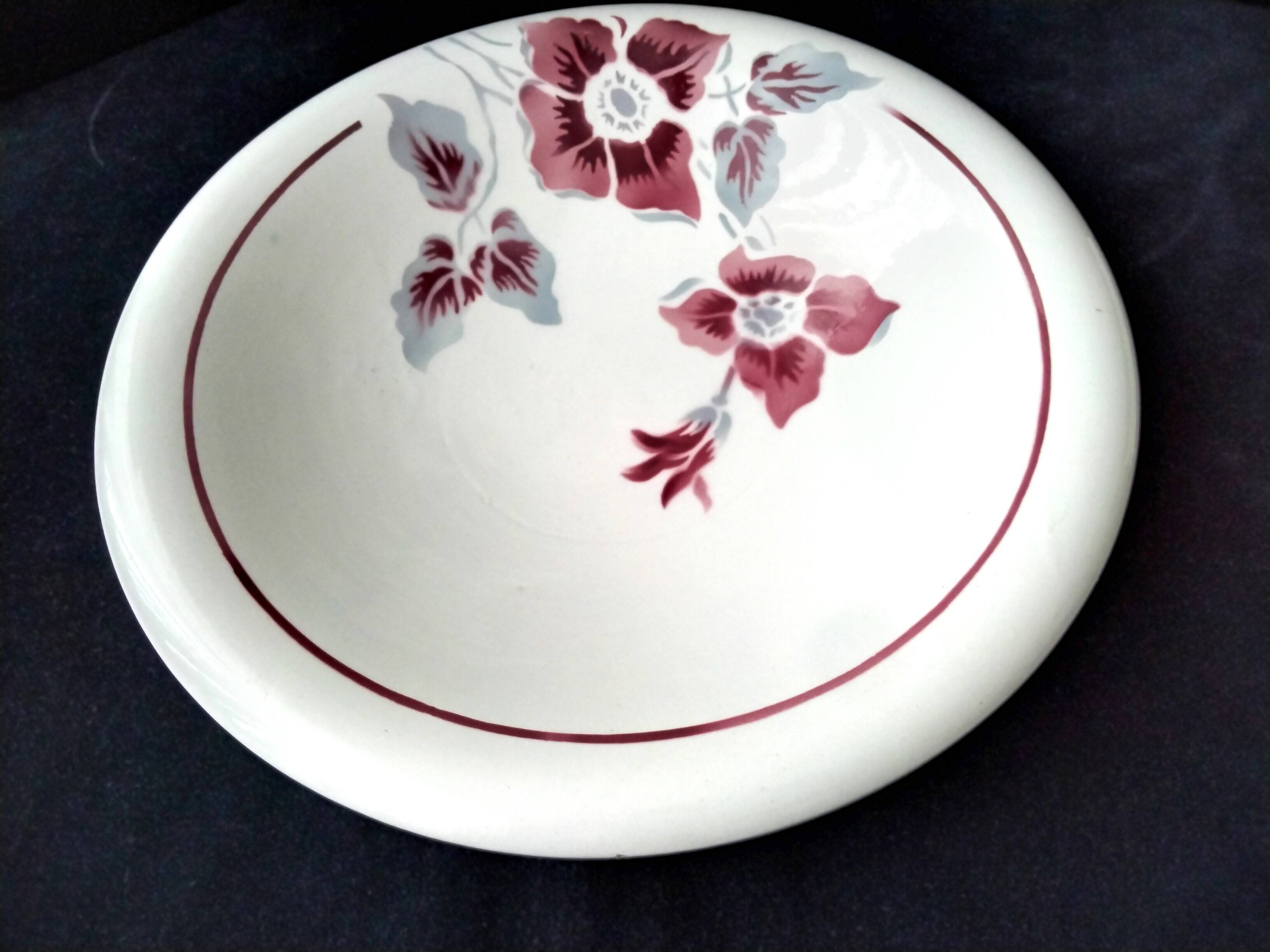 Plat à bourrelet Faience de Sarreguemines  Modèle Clématite
