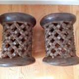 Set of 2 African Bamilike Cameroon stools, year 1950