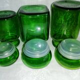 Trio of green jars