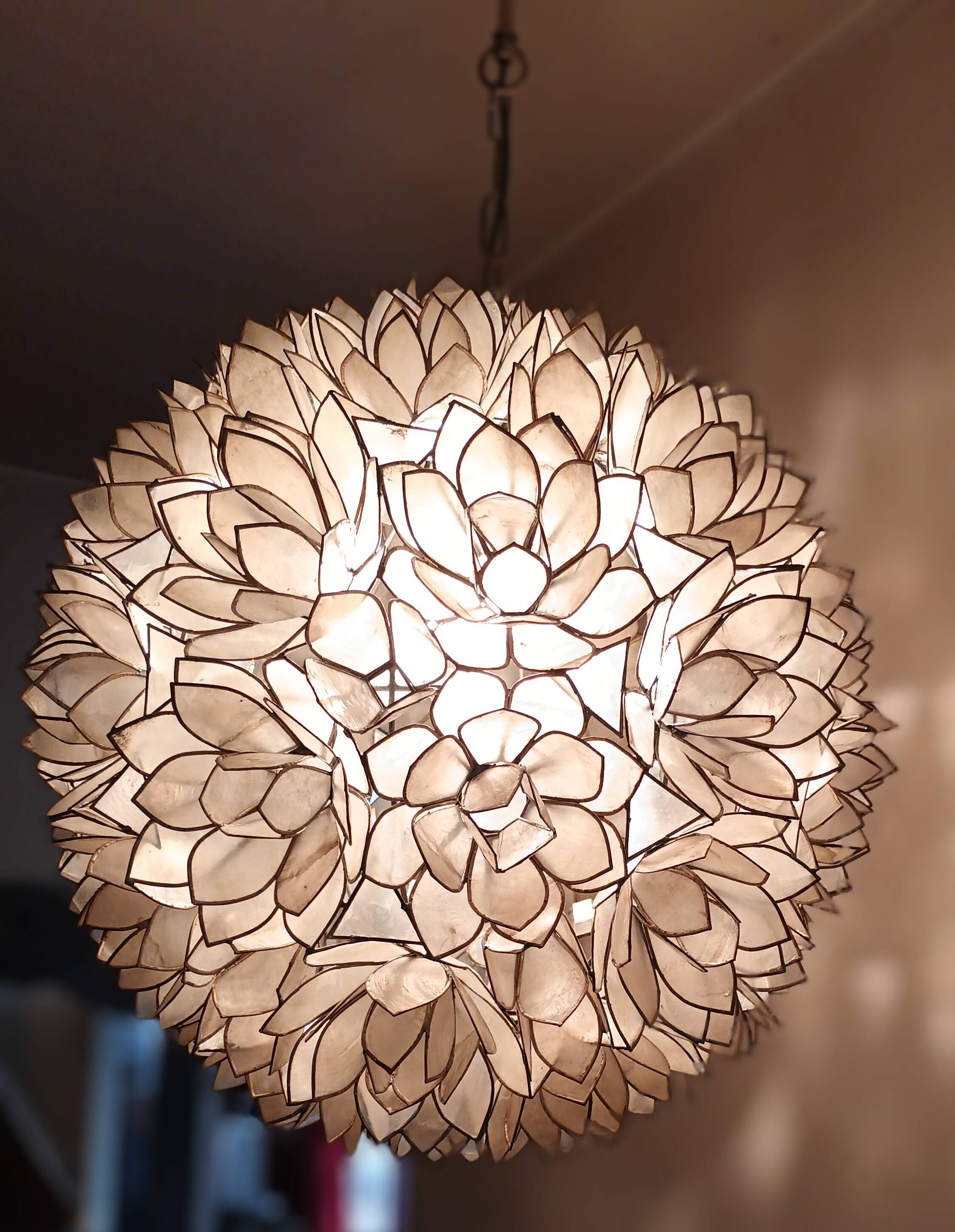 Capiz mother-of-pearl chandelier for Rausch, 1960s