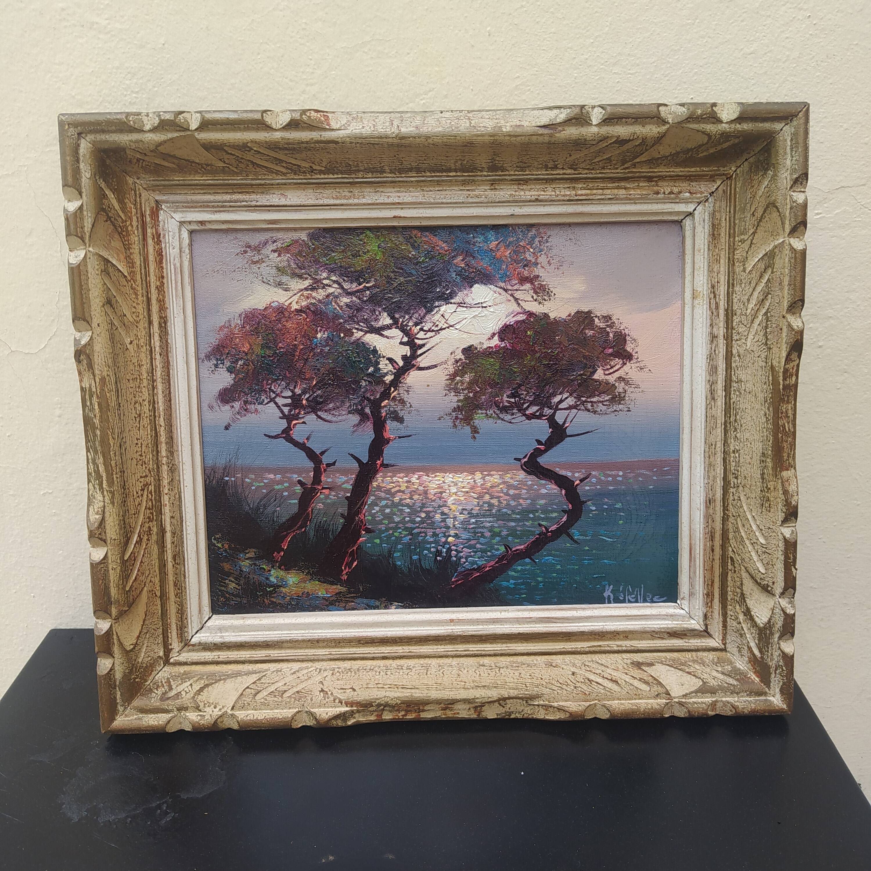 Oil on canvas sunset in Brittany