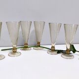 Set of Six Amber Murano Drinking Glasses by Vittorio Zecchin, Italy