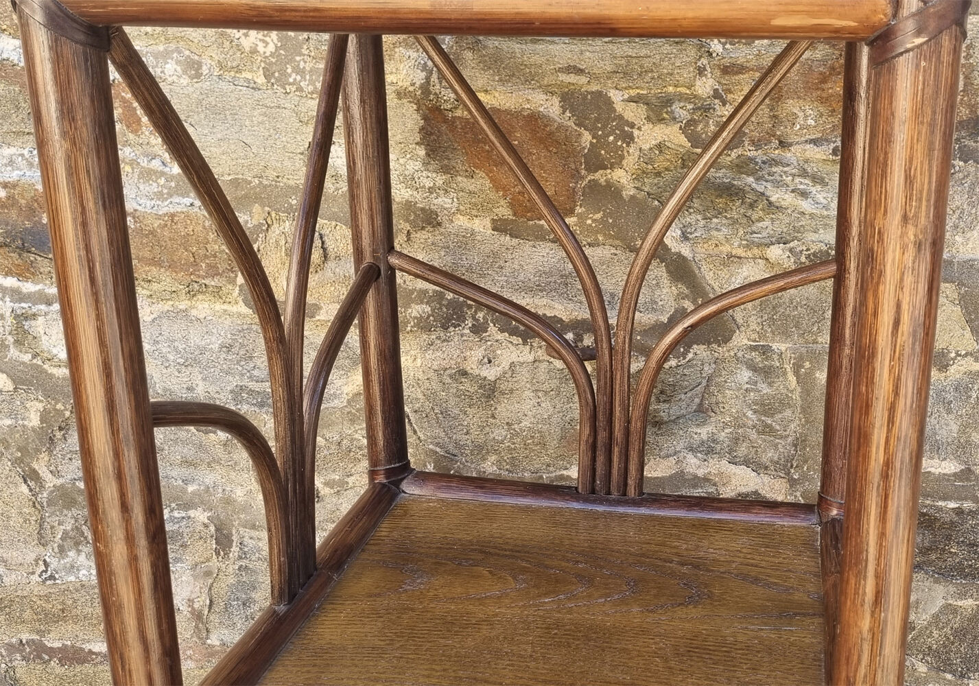 High shelf in vintage bamboo and rattan, 60s