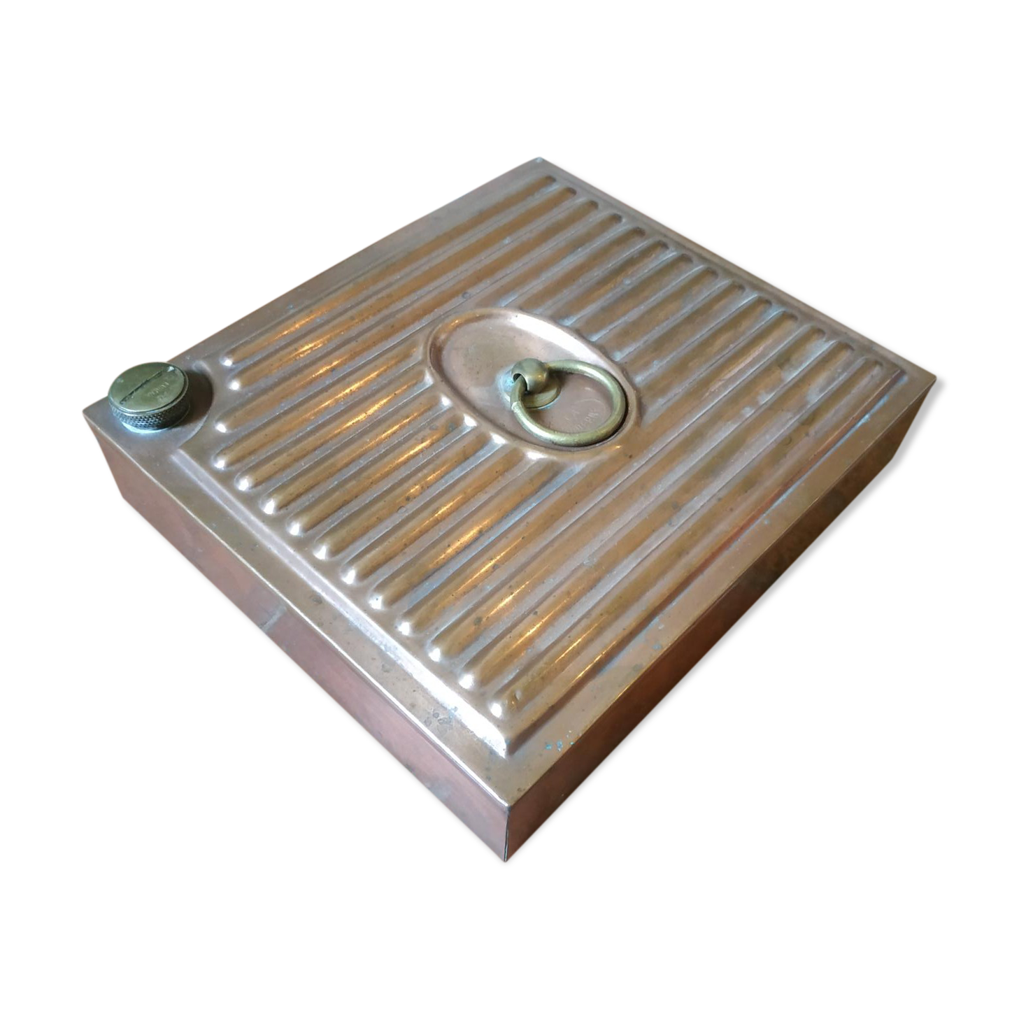 Old copper hot water bottle