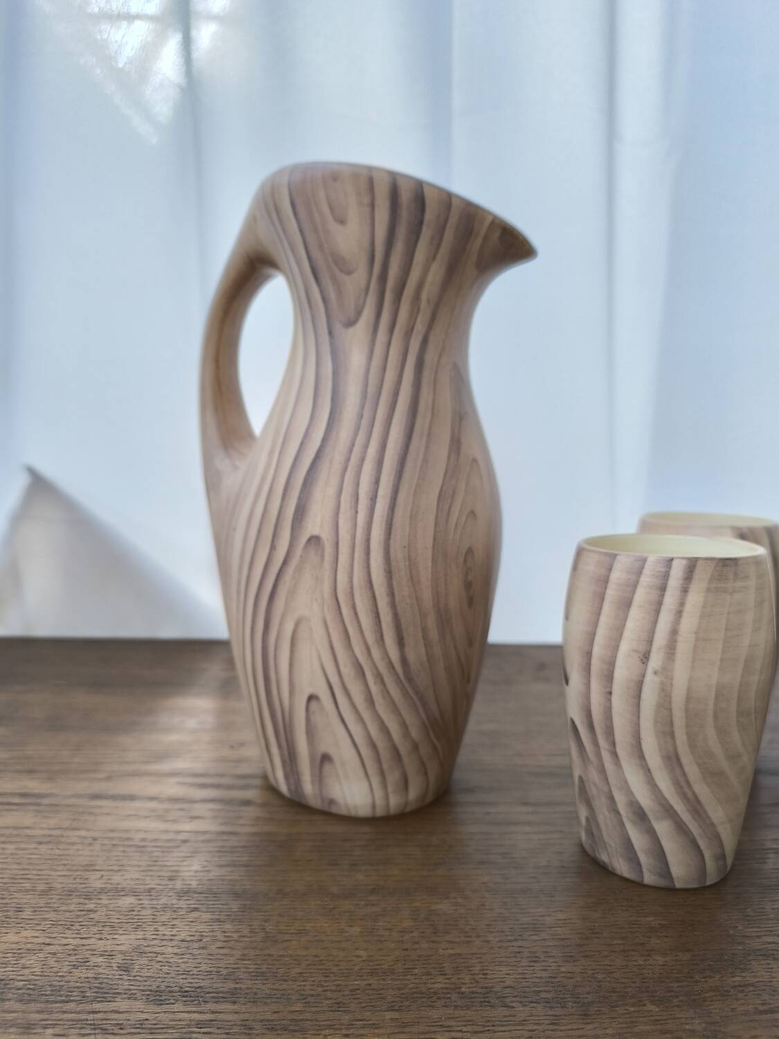 Ceramic pitcher and glasses by Grandjean Jourdan, Vallauris