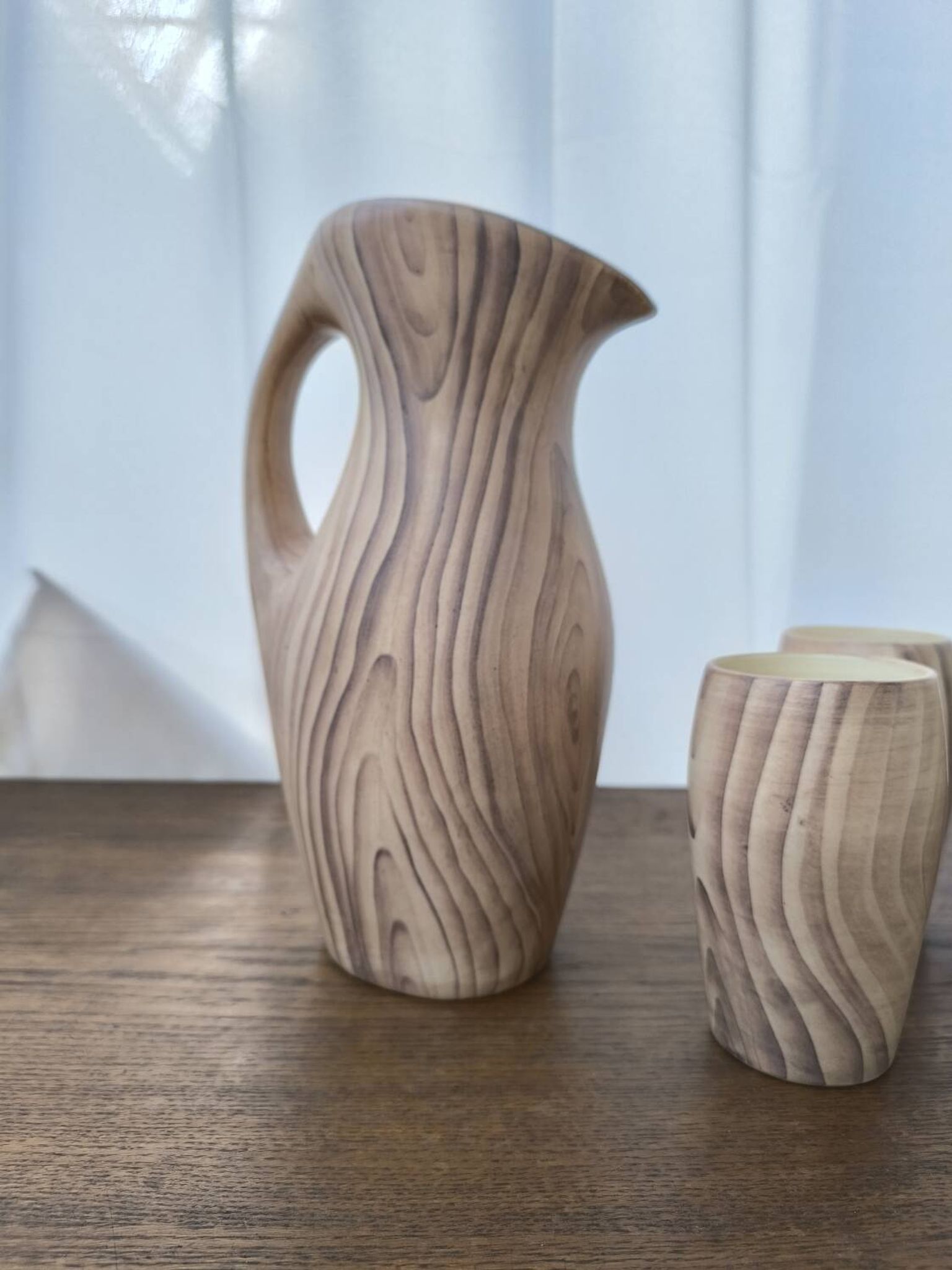 Pichet et verres en céramique par Grandjean Jourdan, Vallauris