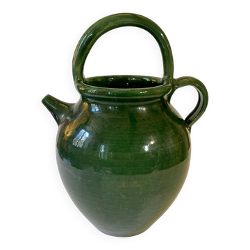 Emerald green glazed terracotta goat jug
