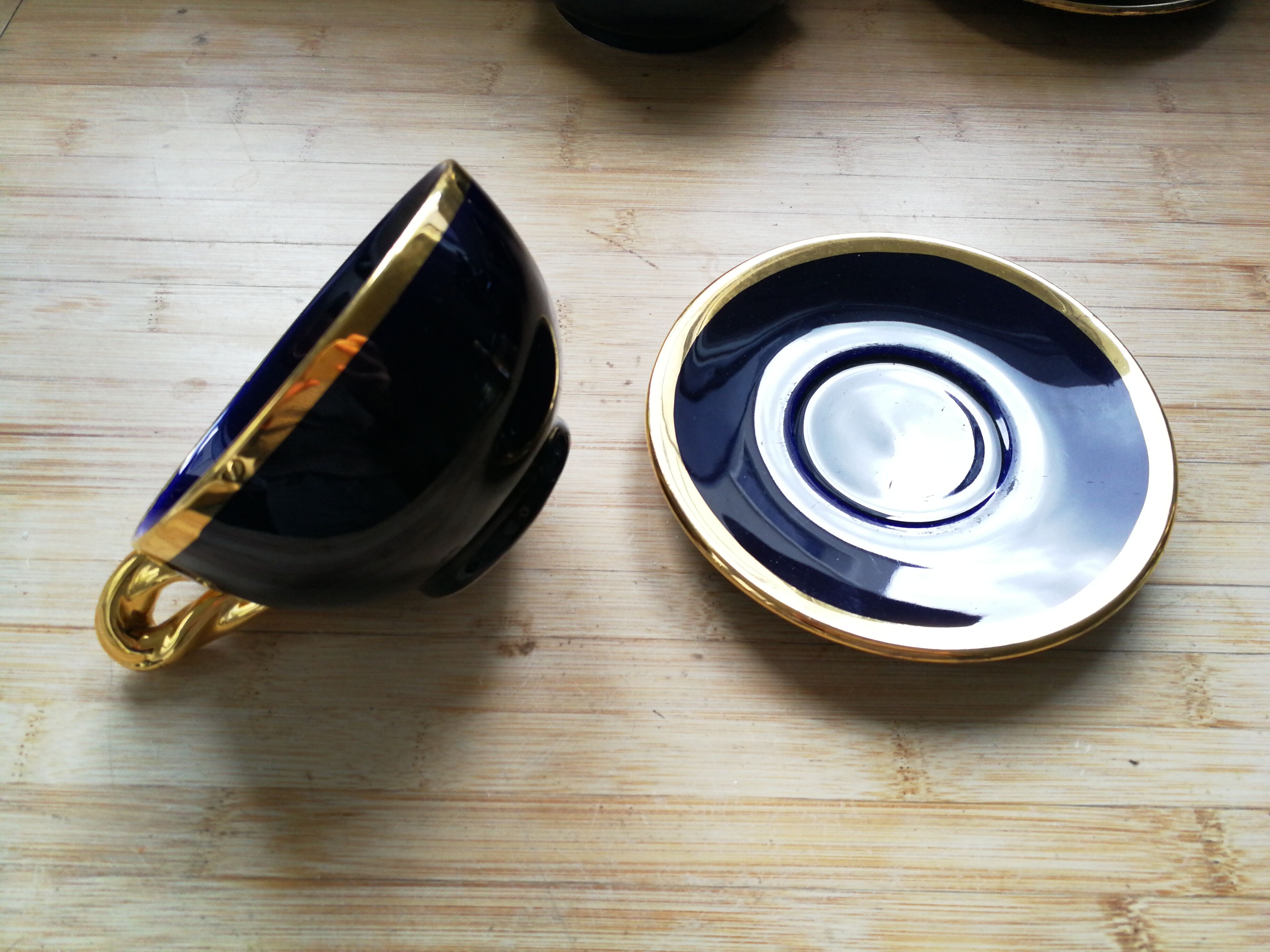 Set of 2 large coffee cups and sugar bowl Vallauris