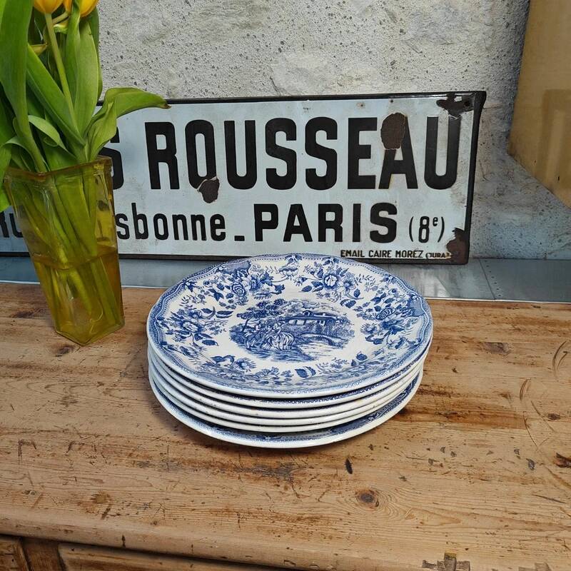 Set of underglaze plates England vintage