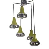 Chrome and green cascade pendant lamp