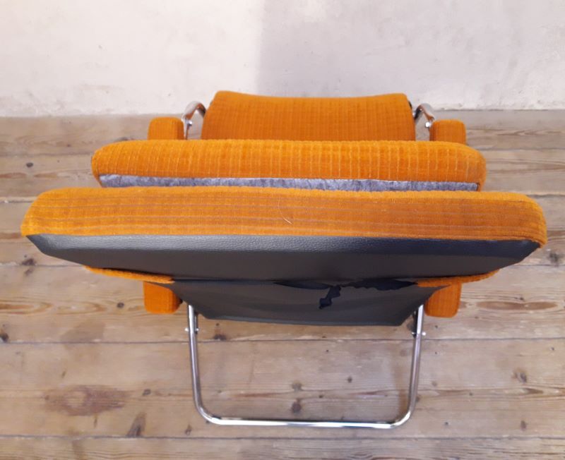 Deckchair Lama chrome vintage fabric