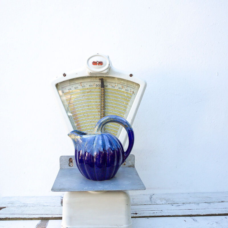Pitcher carafe in blue ceramic