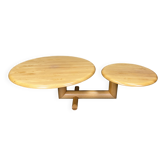 Two tier wooden pivoting top coffee table by roche Bobois, 1980s