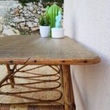 Coffee table rattan wicker years 50-60 vintage