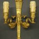 Pair of large wall sconces, torch and swans, Empire style - gilded bronze