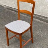 Scandinavian chair Baumann 88 solid beech wood and beige blue wool.