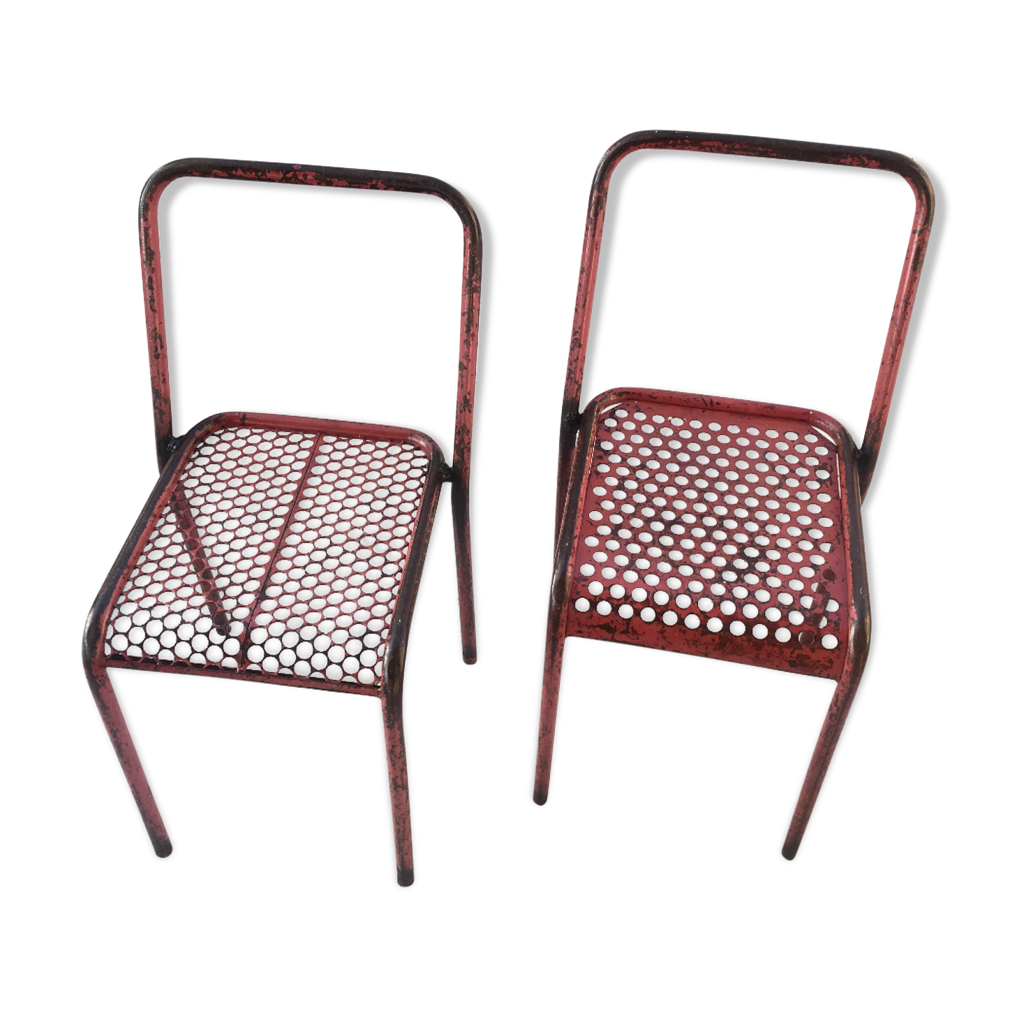 Duo industrial metal chairs