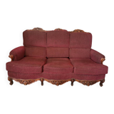 Burgundy velvet canapé bed in Louis XV Regency style.