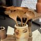 Salad server or large flat oval teak spoon L28 D8.5