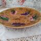 Large hollow round flat fruit bowl Sarreguemines in yellow slip fruit decor