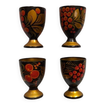 Vintage egg cups hand painted decor Russian vintage country decoration