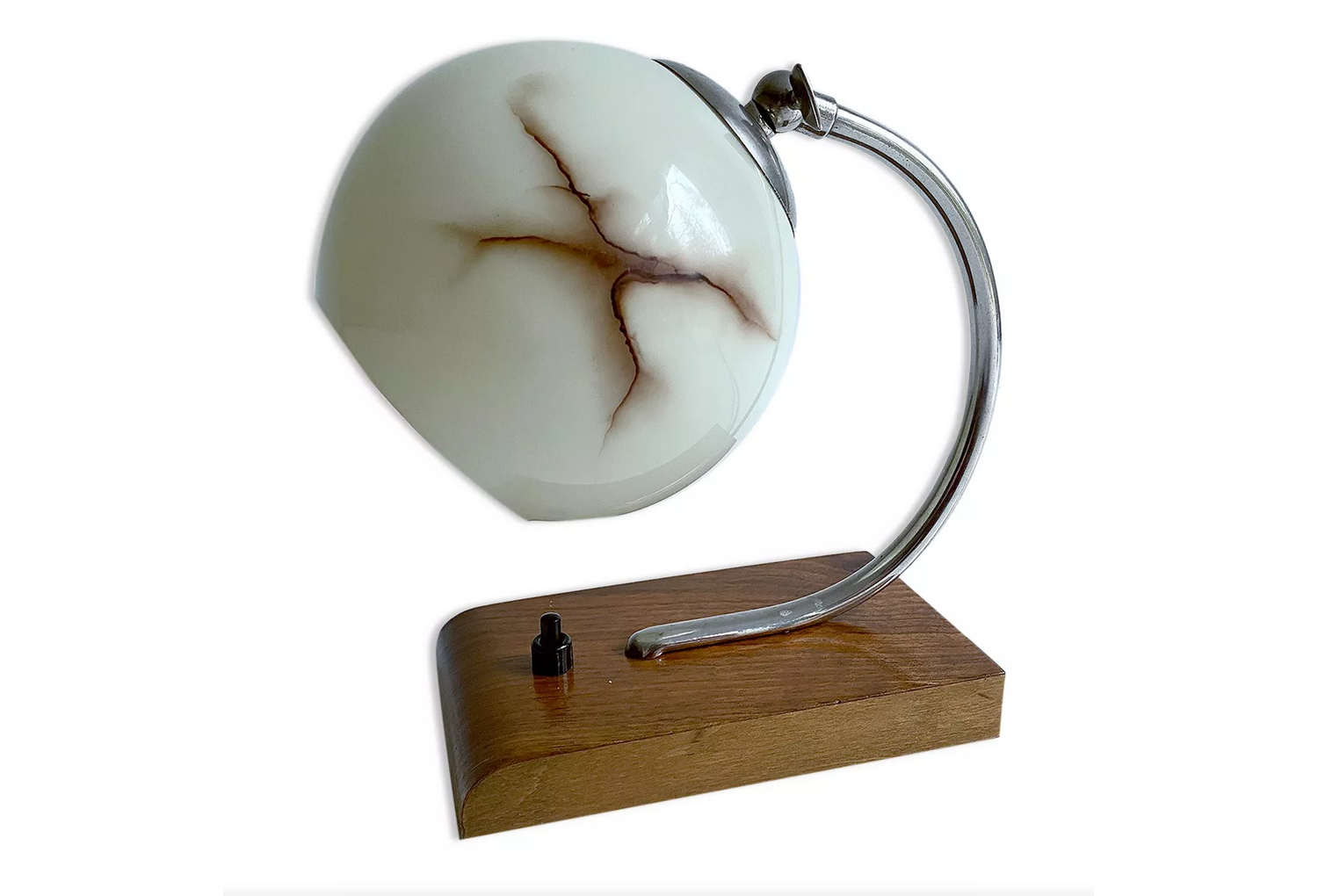 Table lamp art deco bauhaus, Vintage, 30s, Opaline Wood