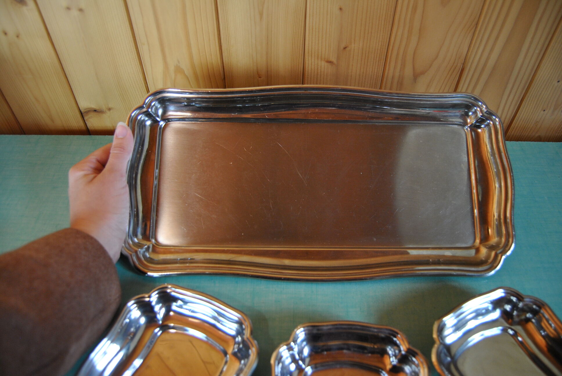 Set stainless steel trays, Jean Couzon