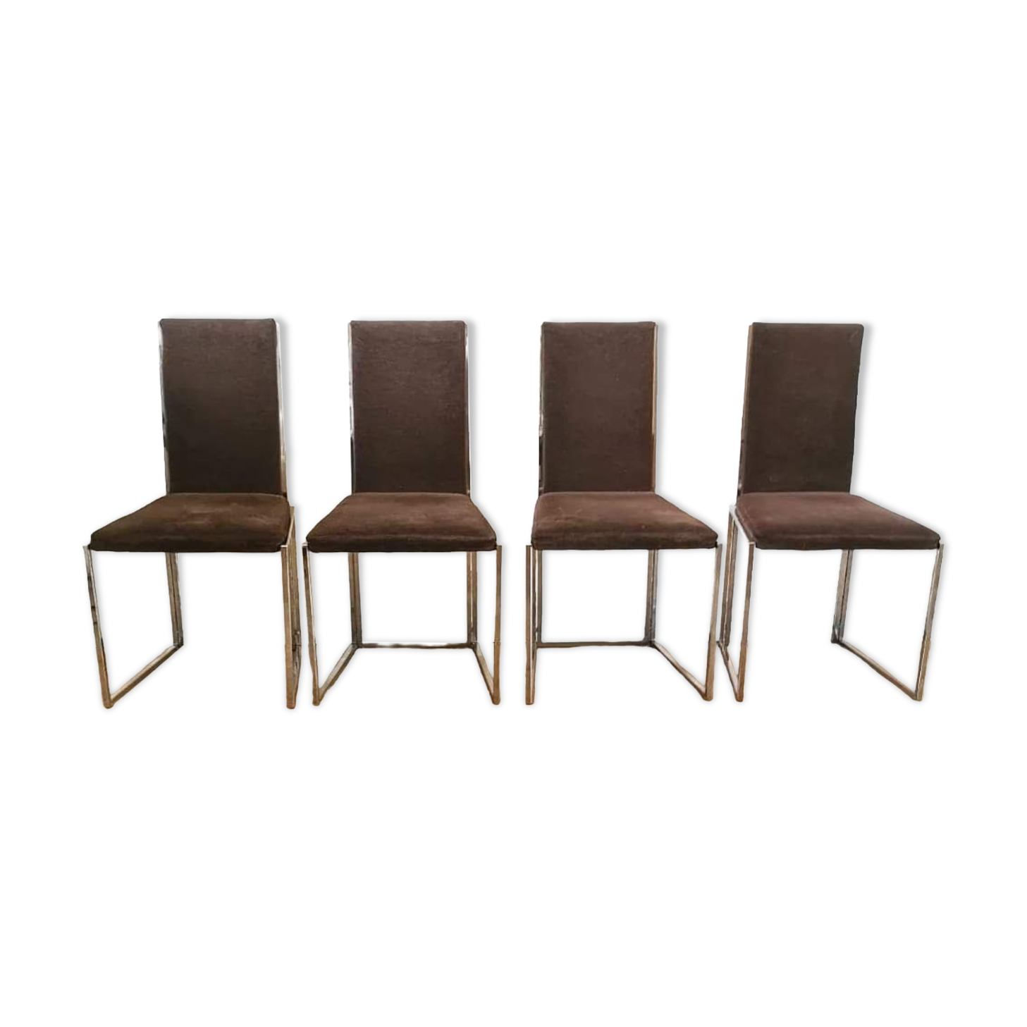 Set of 4 metal chairs and fabrics from the 80s