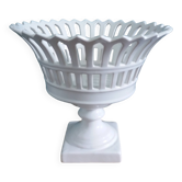 Malicorne Bourg-Joly openwork fruit bowl signed Moreau