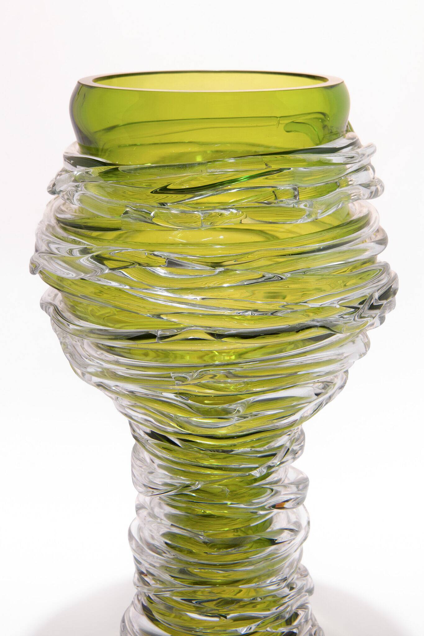 'Tamtam Honey' vase in crystal and green glass - Sem Schanzer (as l'Anverre
