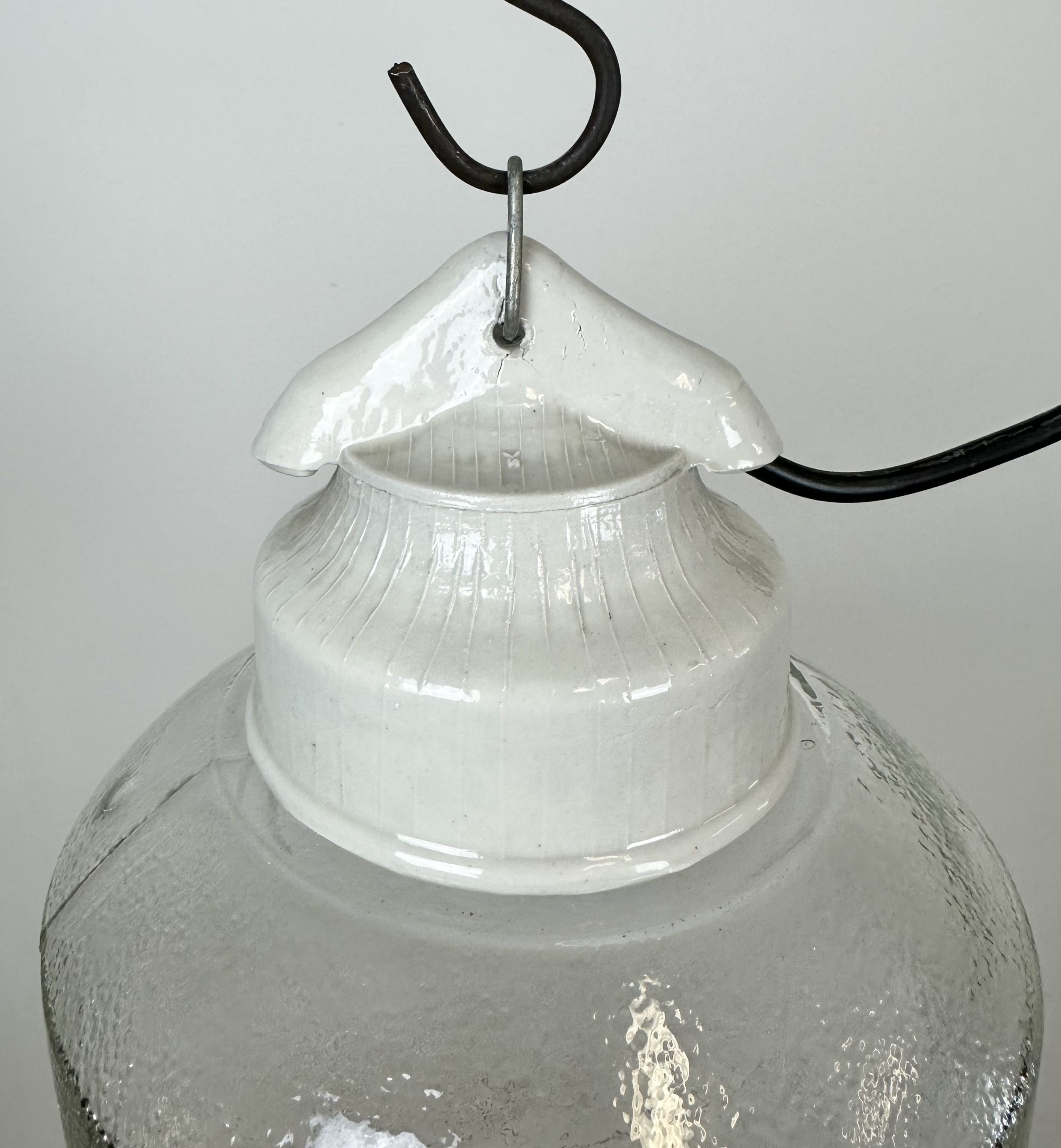 Vintage white porcelain pendant light, 1970s