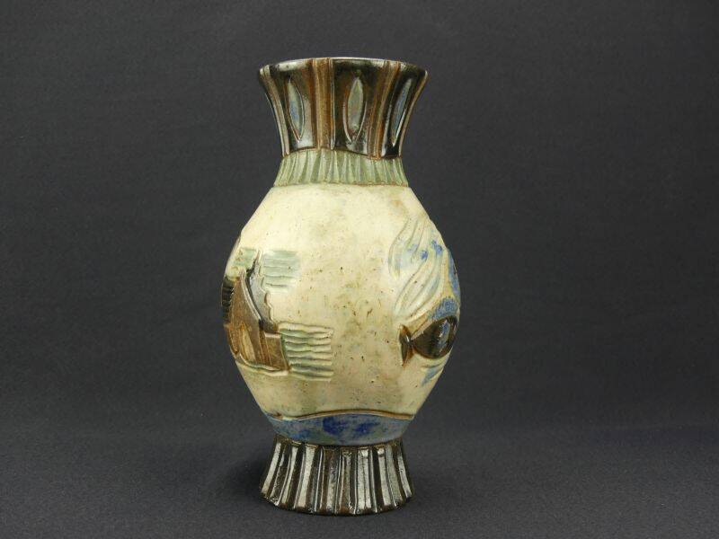 Stoneware vase from Bouffioulx signed Dubois